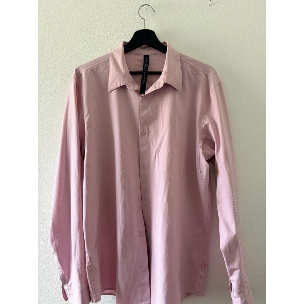 Lululemon New Venture Long Sleeve Button Down Shirt Men's XL Pink Wrinkle Free